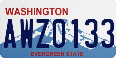 WA license plate AWZ0133