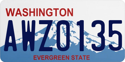 WA license plate AWZ0135