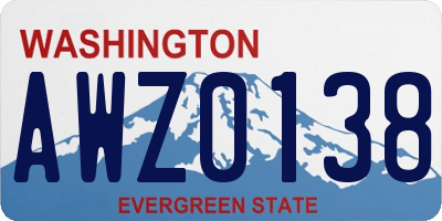 WA license plate AWZ0138