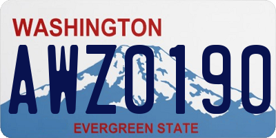 WA license plate AWZ0190