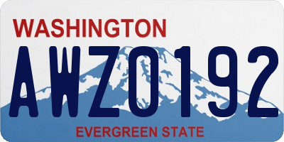 WA license plate AWZ0192