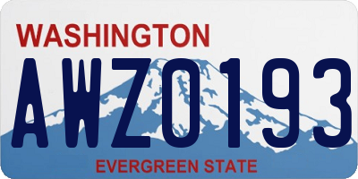 WA license plate AWZ0193