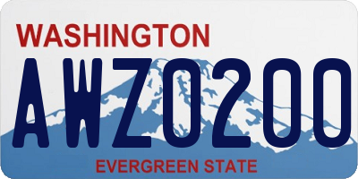 WA license plate AWZ0200