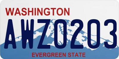 WA license plate AWZ0203