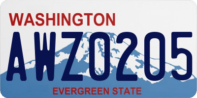 WA license plate AWZ0205