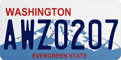 WA license plate AWZ0207