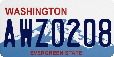WA license plate AWZ0208