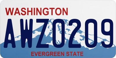 WA license plate AWZ0209