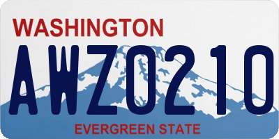 WA license plate AWZ0210
