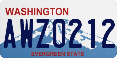 WA license plate AWZ0212