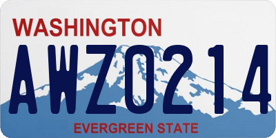 WA license plate AWZ0214