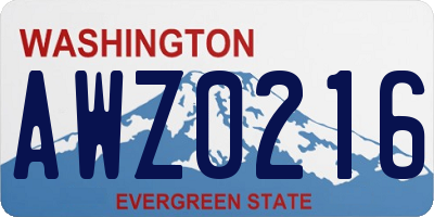 WA license plate AWZ0216