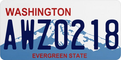WA license plate AWZ0218