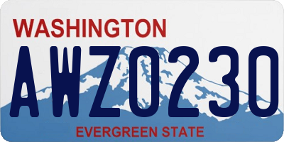 WA license plate AWZ0230