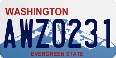 WA license plate AWZ0231