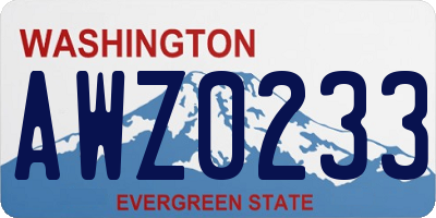 WA license plate AWZ0233