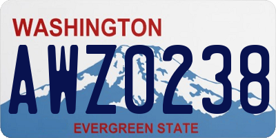 WA license plate AWZ0238