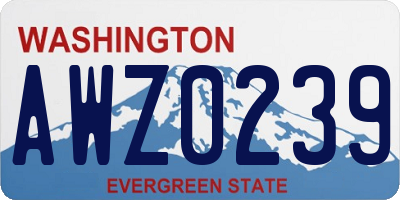 WA license plate AWZ0239