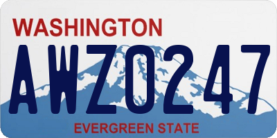 WA license plate AWZ0247
