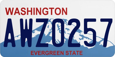 WA license plate AWZ0257