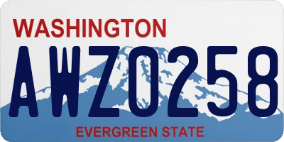 WA license plate AWZ0258