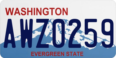 WA license plate AWZ0259