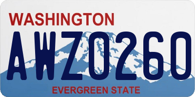 WA license plate AWZ0260