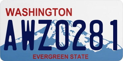 WA license plate AWZ0281