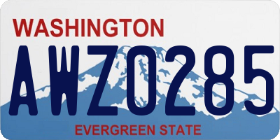 WA license plate AWZ0285