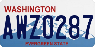 WA license plate AWZ0287