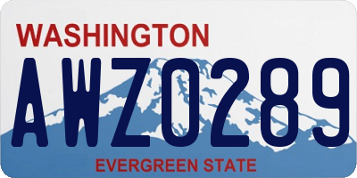 WA license plate AWZ0289
