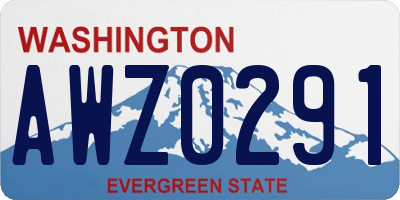 WA license plate AWZ0291