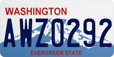 WA license plate AWZ0292