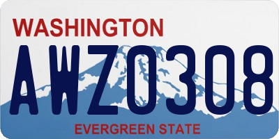 WA license plate AWZ0308
