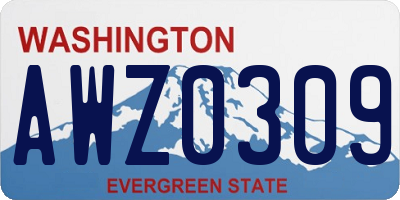 WA license plate AWZ0309