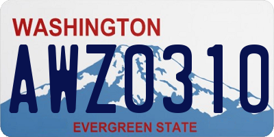 WA license plate AWZ0310