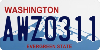 WA license plate AWZ0311