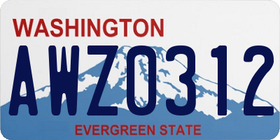 WA license plate AWZ0312