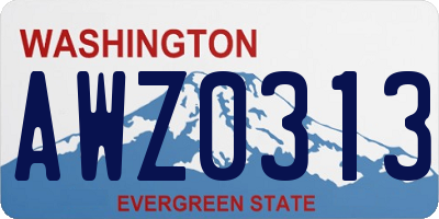 WA license plate AWZ0313