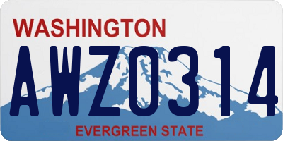 WA license plate AWZ0314