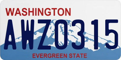 WA license plate AWZ0315