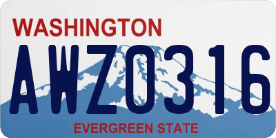 WA license plate AWZ0316