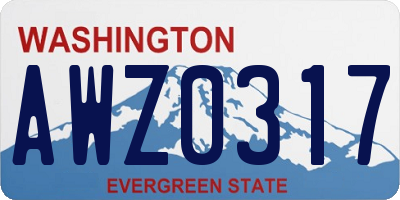 WA license plate AWZ0317