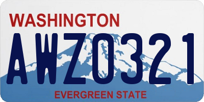 WA license plate AWZ0321