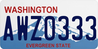 WA license plate AWZ0333