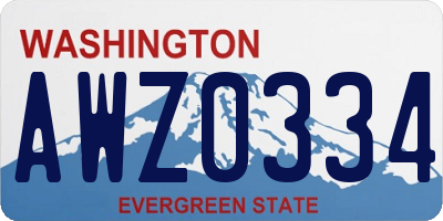WA license plate AWZ0334
