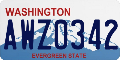 WA license plate AWZ0342