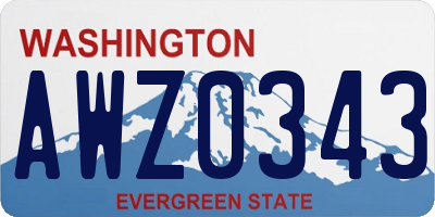 WA license plate AWZ0343