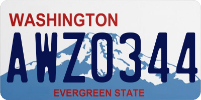 WA license plate AWZ0344