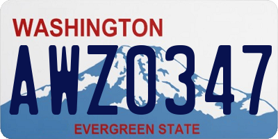 WA license plate AWZ0347